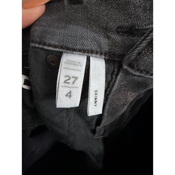 ANN TAYLOR LOFT Black Metallic Gold Shimmer Skinny Jeans Size 27 / US 4 - Picture 6 of 6